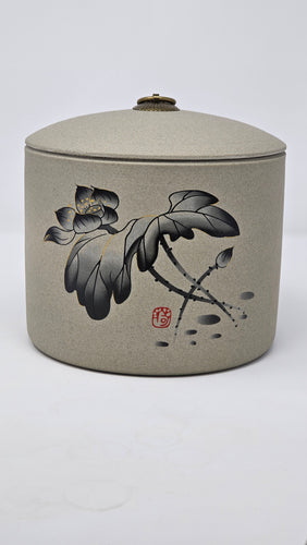 Large Ceramic Lotus Tea Caddy