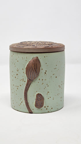 Green Lotus Ceramic Tea Caddy