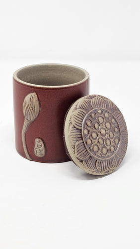 Red Lotus Ceramic Tea Caddy