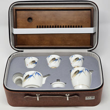 Load image into Gallery viewer, Blue and Gold Cicada Travel Tea Set