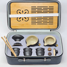 Load image into Gallery viewer, Black Matte Ceramic Travel Tea Set