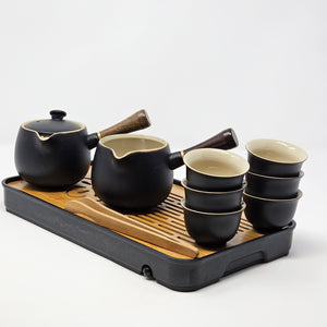 Black Matte Ceramic Travel Tea Set