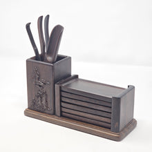 Load image into Gallery viewer, Dark Wood Tea Tool Set with Coasters