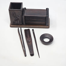 Load image into Gallery viewer, Dark Wood Tea Tool Set with Coasters