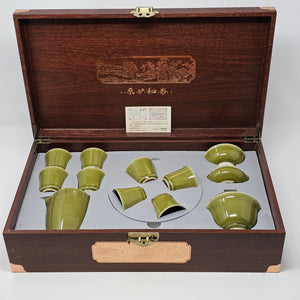 Dark Green Ice Crack Tea Set