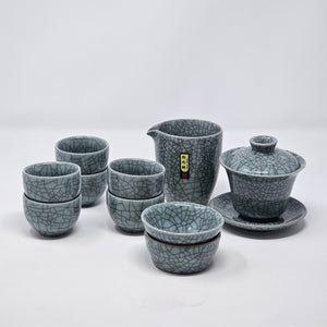 Dark Teal Ice Crack Tea Set