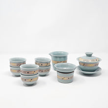 Load image into Gallery viewer, Matte Bamboo Teal Ice Crack Tea Set