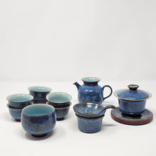 Load image into Gallery viewer, Blue Splash Glaze Tea Set